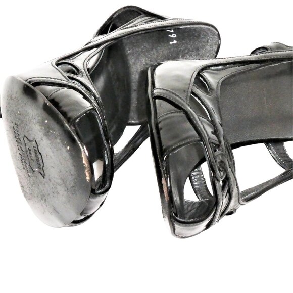 Stuart Weitzman Puzzle Black Soft Patent leather Pumps/Sandals Size 8.5 - Picture 7 of 10